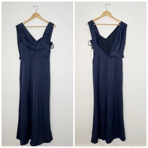 Aqua One Shoulder Maxi Evening Dress - Picture 4 of 11